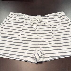 Striped Women's Athletic Shorts in Gray and White